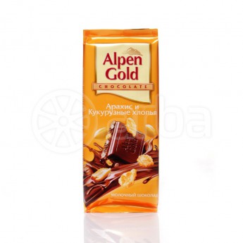 Шоколад молочный Арахис и кукурузные хлопья  Alpen Gold 90г 