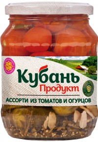 Ассорти маринов. (огурцы, томаты) Кубаньпродукт, 680гр