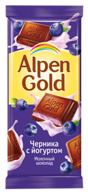 Шоколад молочный Черника и йогурт Alpen Gold 90г